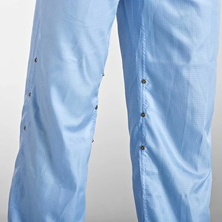 Detailfoto broekspijpen cleanroom coverall