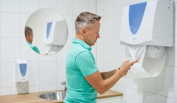 Sanitaire ruimte met handdoekautomaat