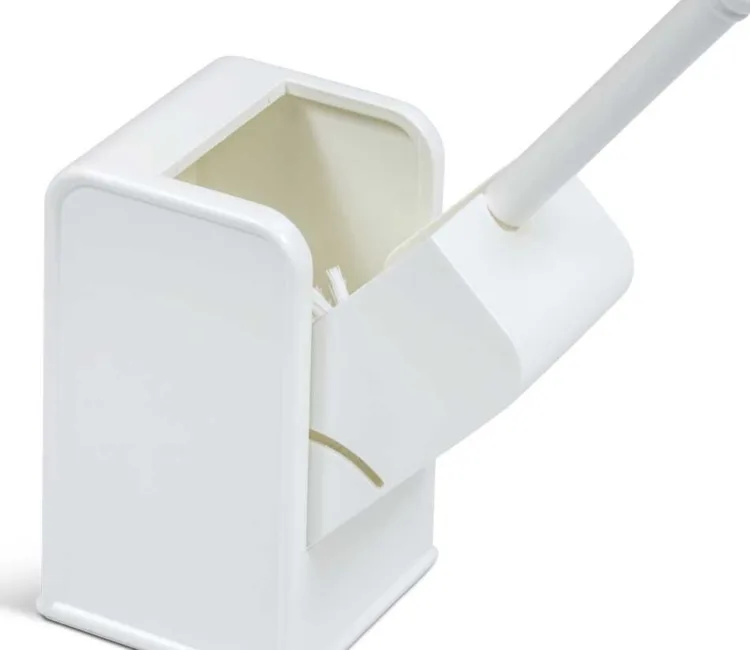 Productfoto van een openstaande toiletborstel in houder