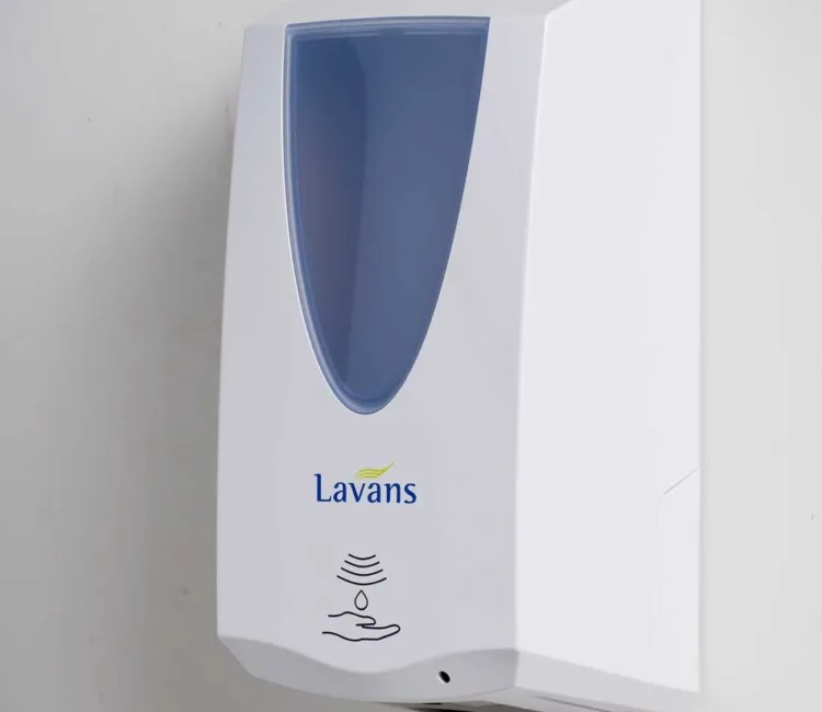 Zijaanzicht zeepdispenser non-touch
