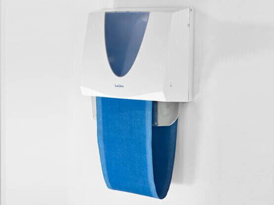 Blauwe handdoekrol handdoekautomaat.